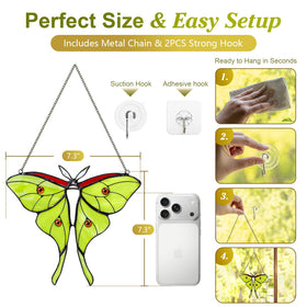Calmpathz Luna Moth handcrafted stained glass brings unique charm.
