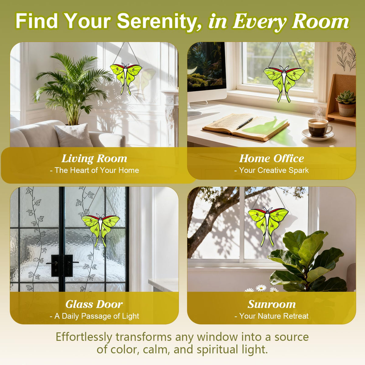 Calmpathz Luna Moth rainbow prisms brighten windows and uplift mood.