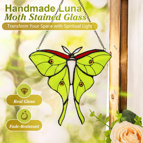 Calmpathz Luna Moth suncatcher for meditation spaces enhances calm and focus.