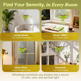 Calmpathz Luna Moth easy hanging with chain and suction cup included.