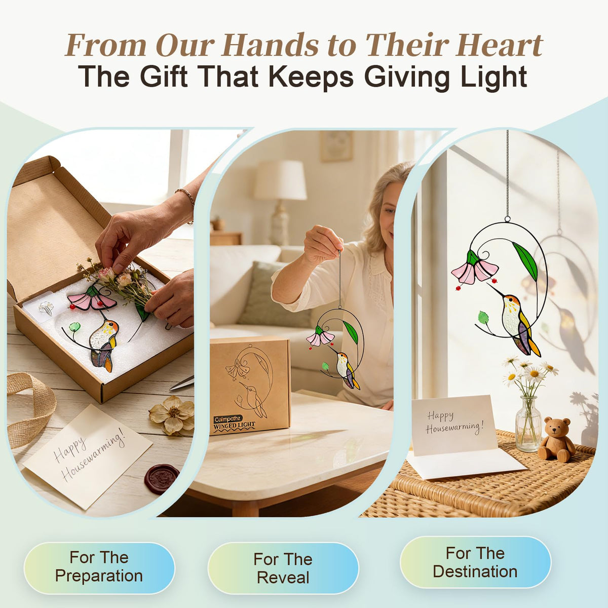Calmpathz suction hooks enable quick, secure window mounting.