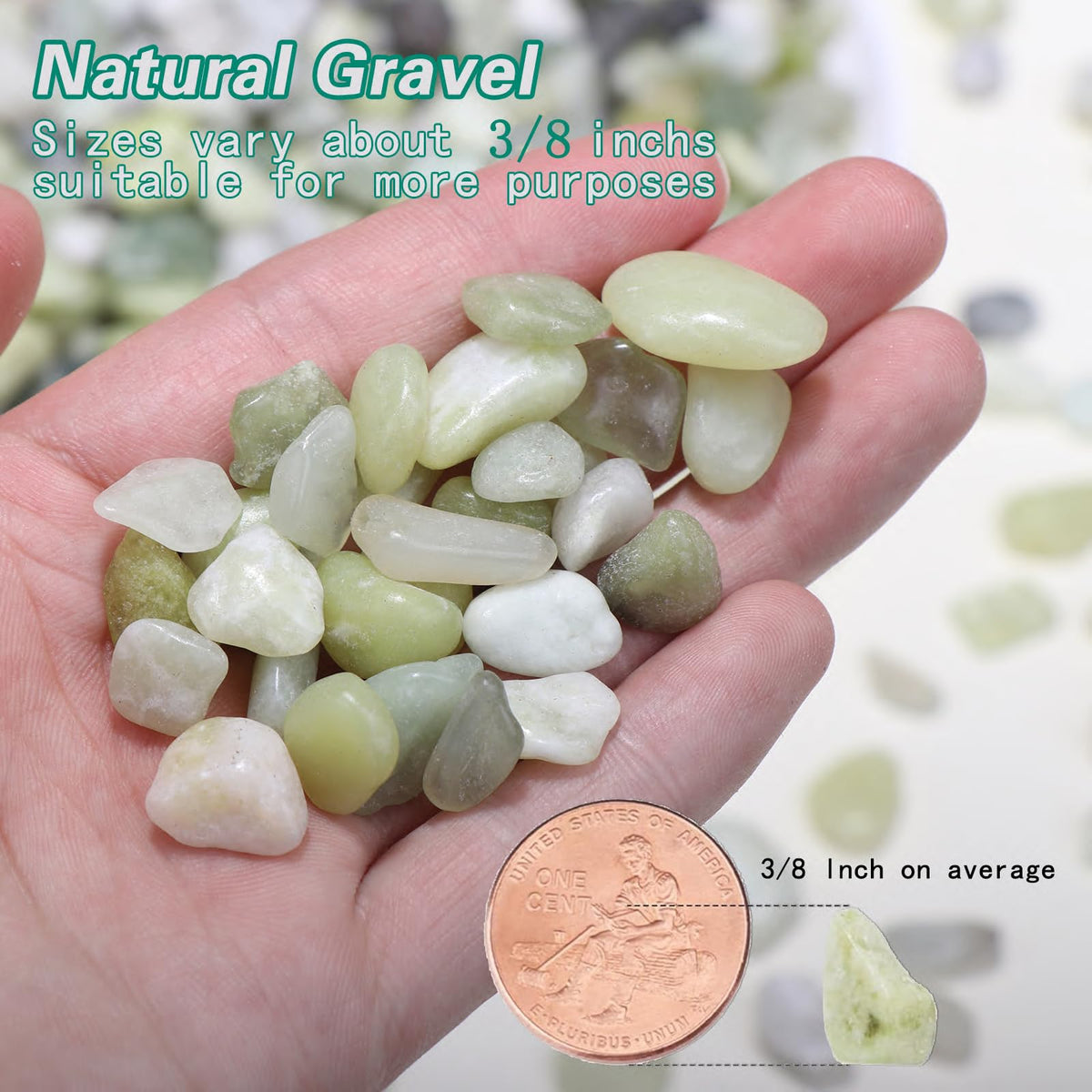 Calofulston polished green rocks highlight a glass vase arrangement