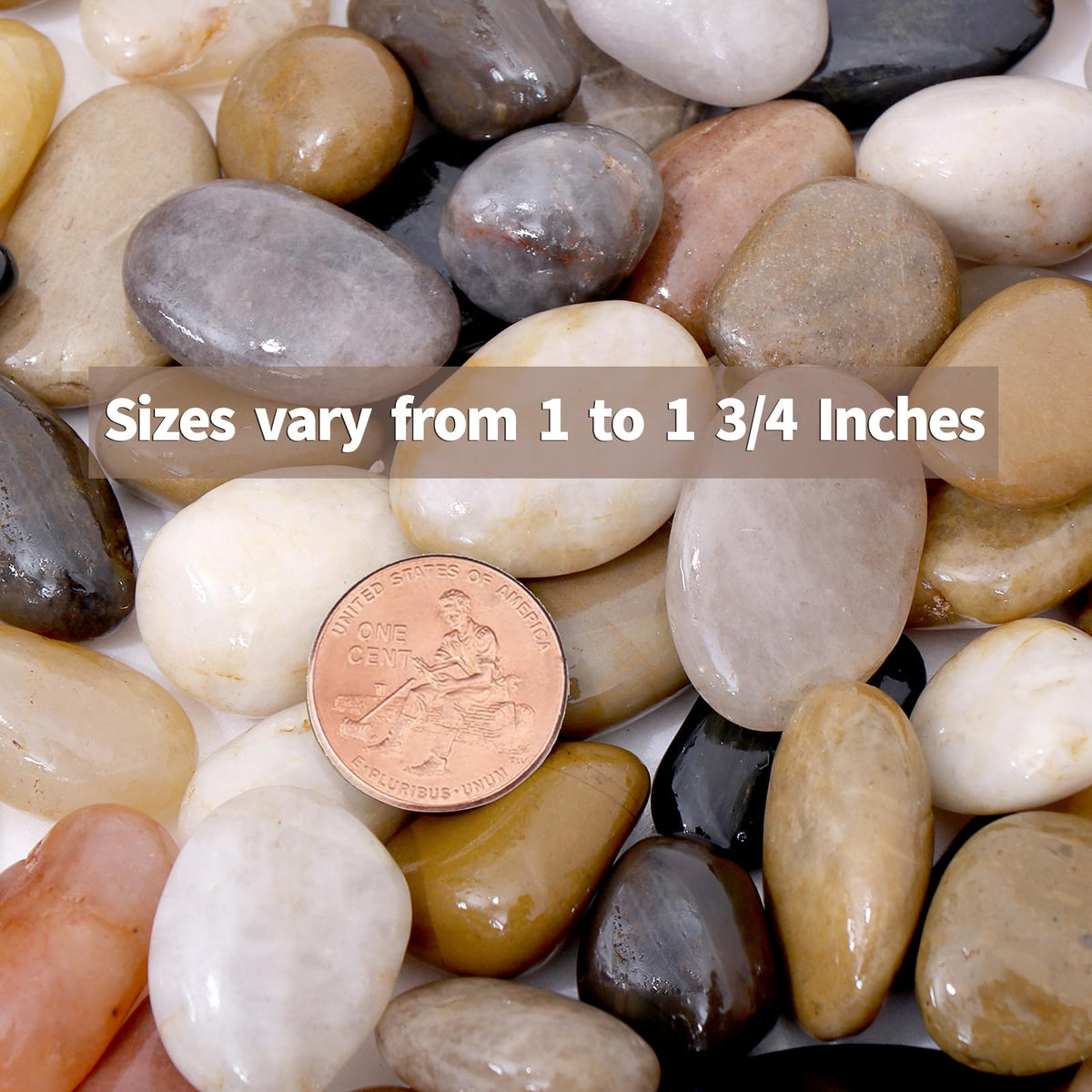 Calofulston river rocks enhance planters with durable texture and color.