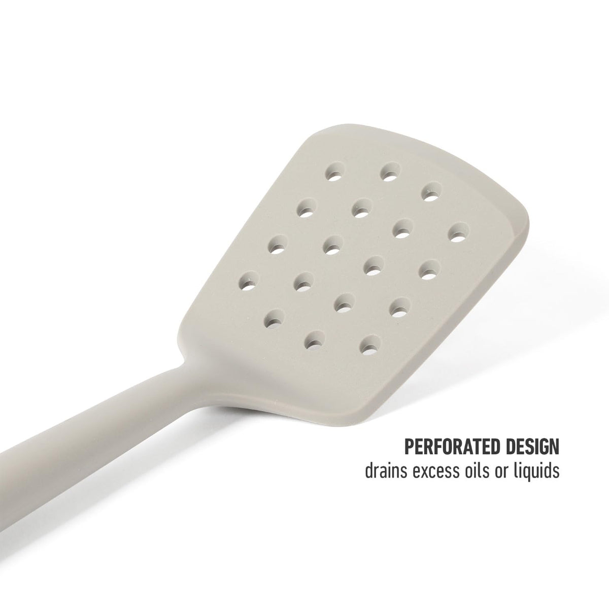 Calphalon Edge silicone tool demonstrates heat-resistant, flexible performance in the kitchen