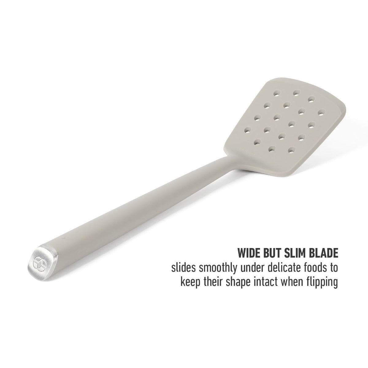 Calphalon Edge slotted turner crafted from silicone material that resists staining during daily use