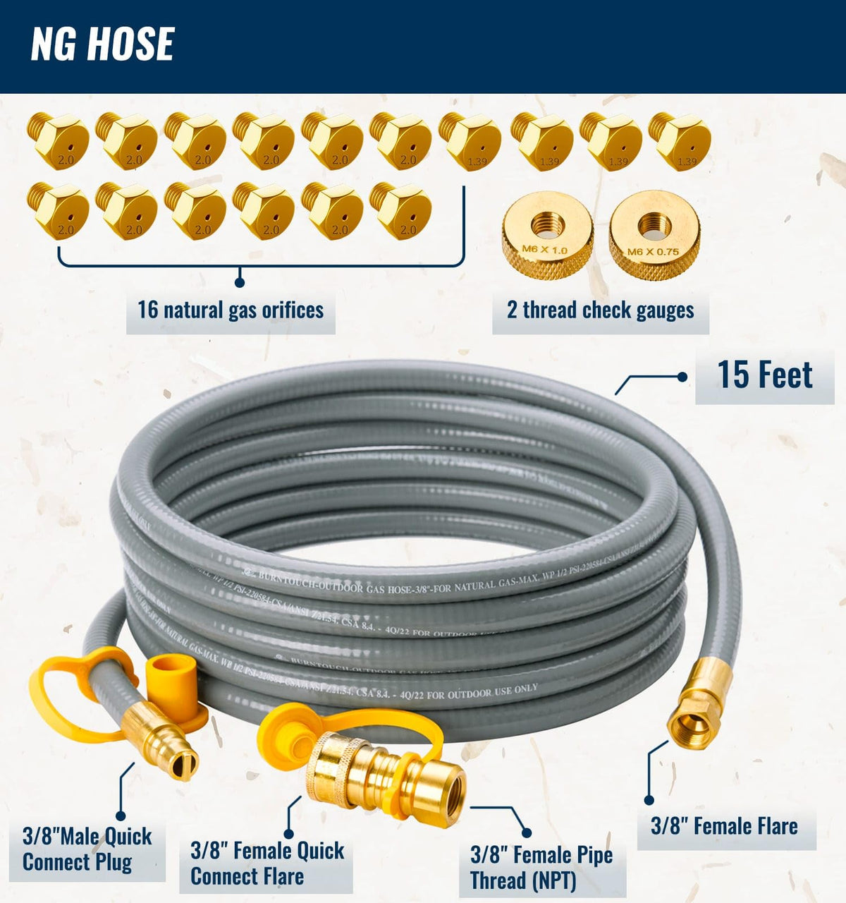 Brass 3/8-inch quick disconnect fittings shown for quick outdoor setup.