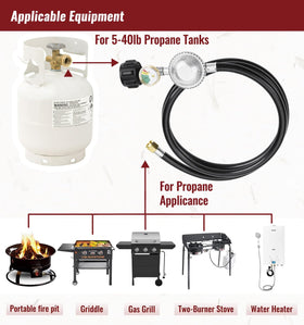 CALPOSE 6-foot hose installed between grill and tank for flexible placement.