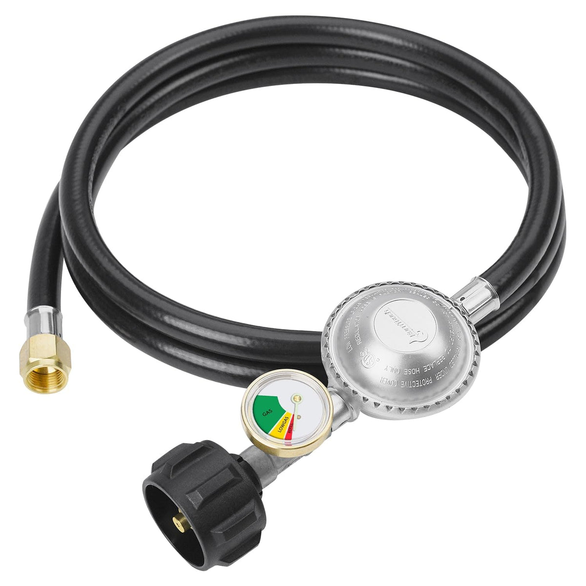 CALPOSE 6ft propane hose with regulator and gauge for simple grilling setup.
