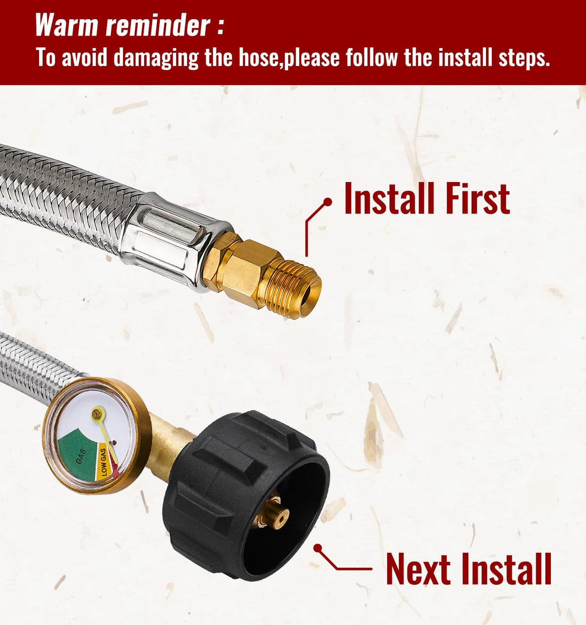 CALPOSE camper propane pigtail connects to 2-stage regulators
