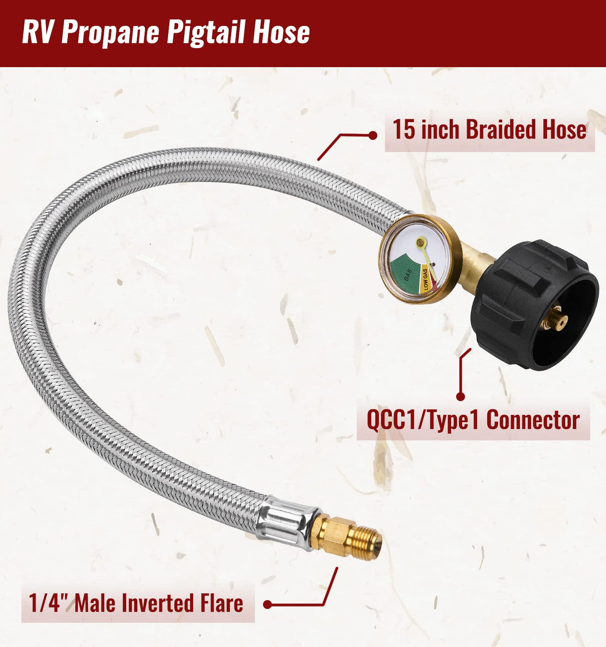 CALPOSE stainless-steel braided propane hose for durable outdoor use