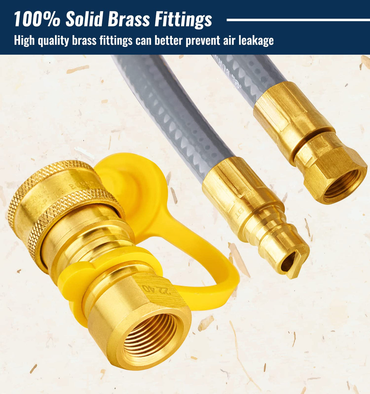 Stainless steel inner layer hose shown with flexible routing.