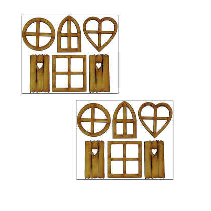 Calsgkspray brown wooden fairy door twelve-piece set for outdoor displays