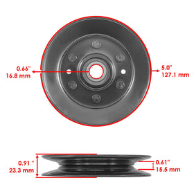 Caltric AM135957 V-Idler Pulley front view highlights sturdy metal build and fit.