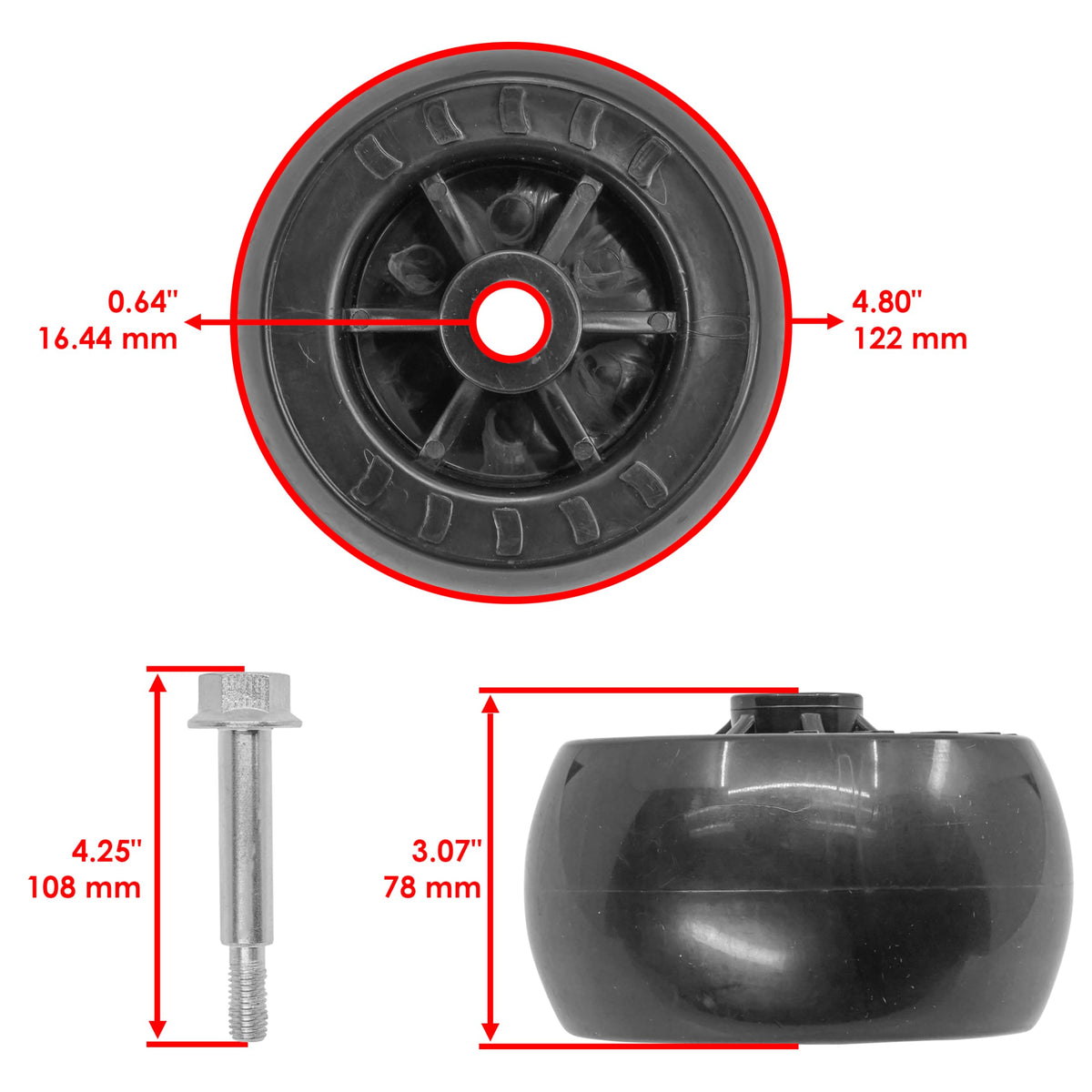 Caltric deck wheel compatibility with Bad Boy and Maverick series for easy swap