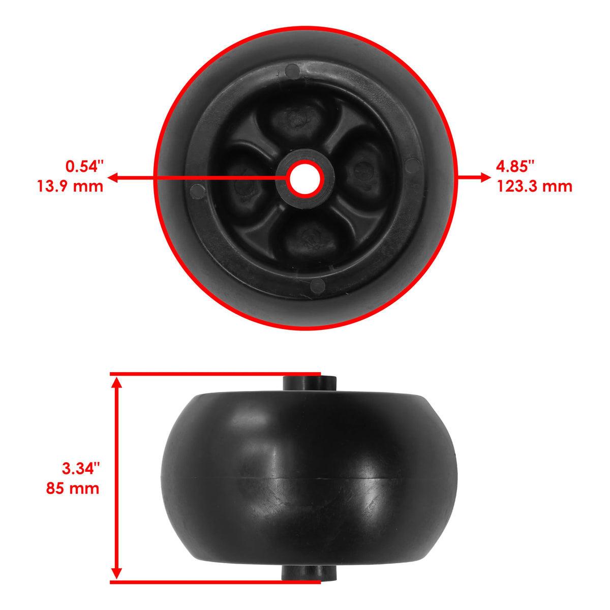 Caltric deck wheel inner diameter 13.9mm for proper hub fit.