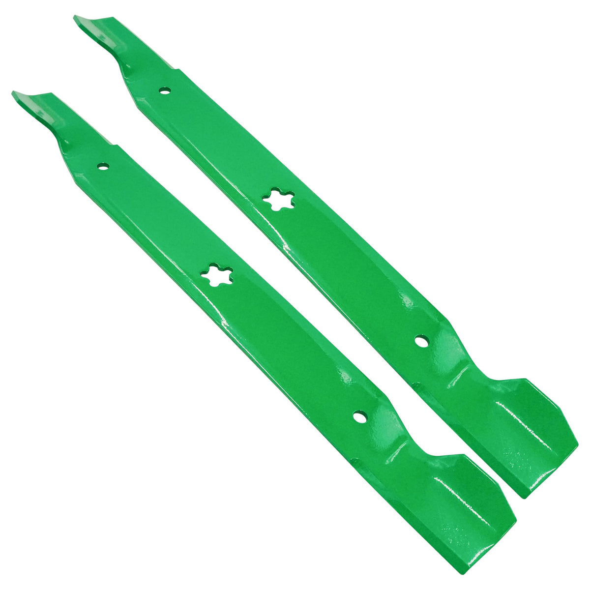 Caltric two-pack 42-inch mower blades ready for replacement