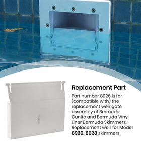 Calvana weir gate with snap-on tabs for quick installation.