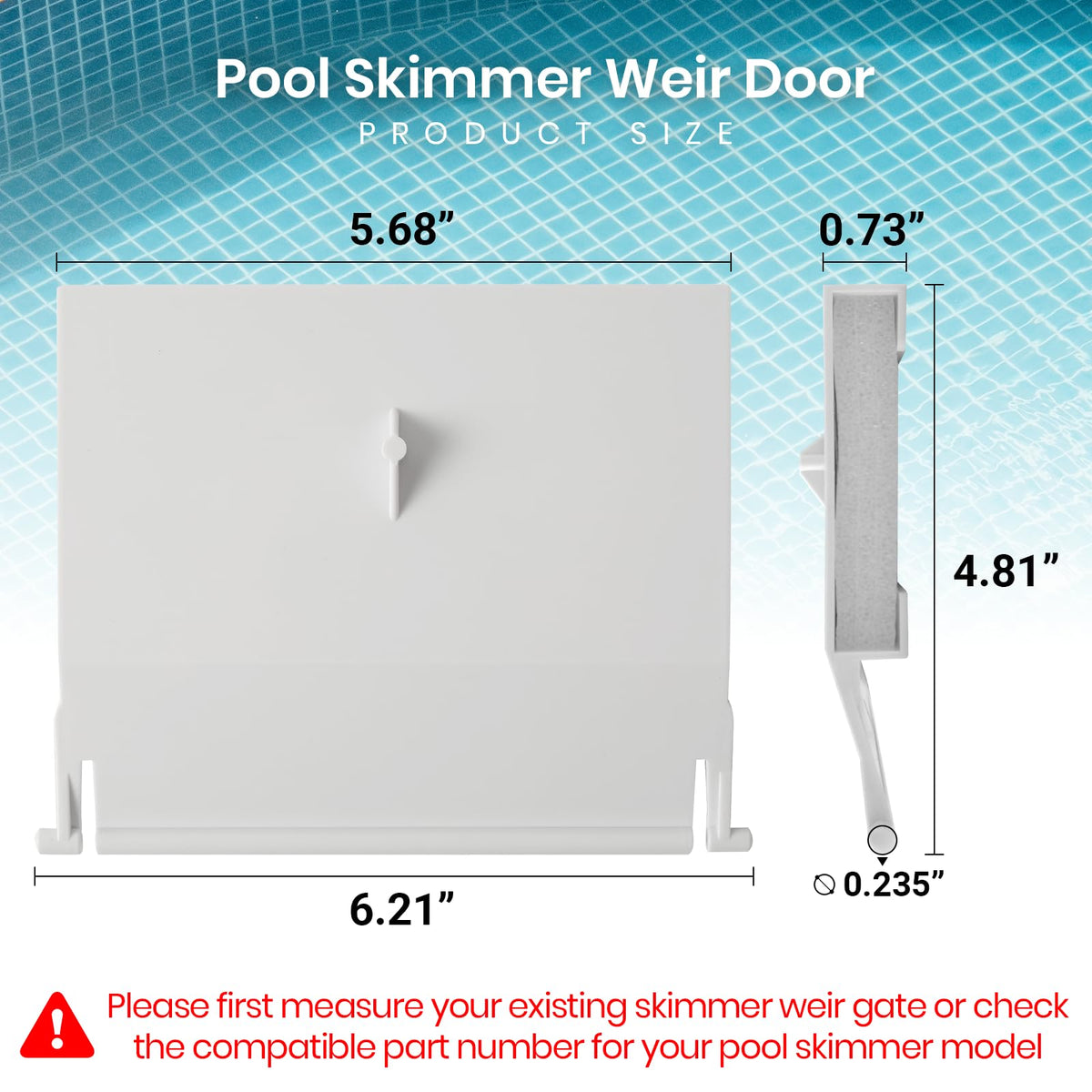 Calvana 8926 white weir gate assembly for Bermuda Gunite skimmers.