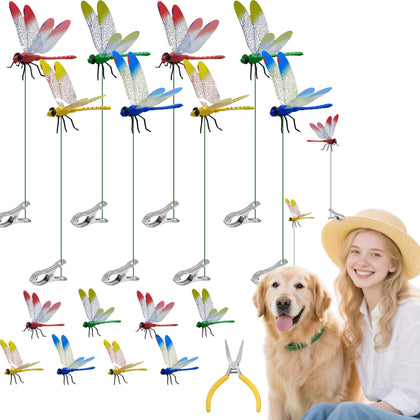 CAMATET dragonfly stake clip blue in the garden adds bright color.