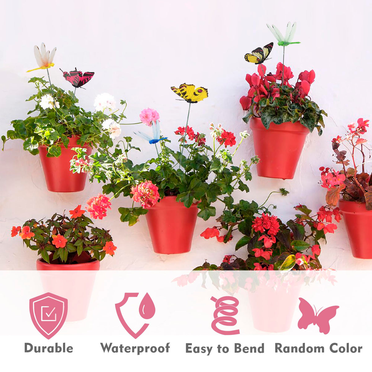 CAMATET waterproof PVC butterflies withstand outdoor use year round.