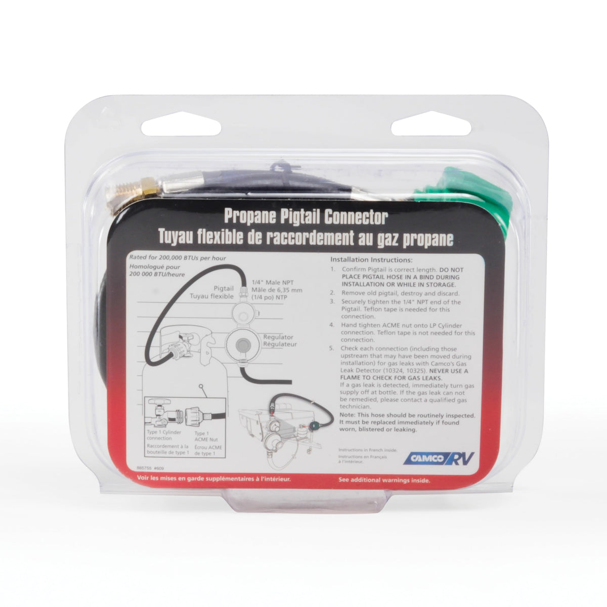 Camco 59843 hose features excess flow and thermal protection for RV propane use