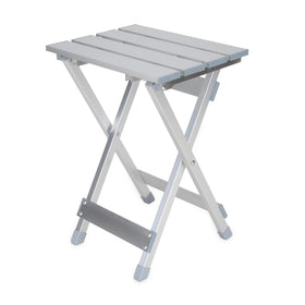 Camco small side table folded for compact RV storage
