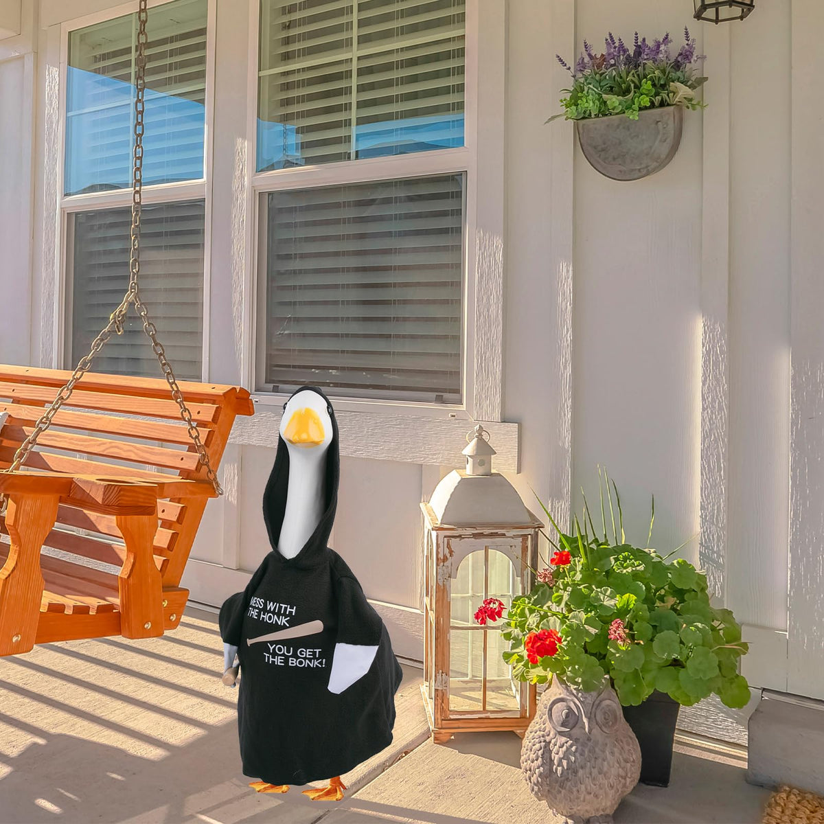 CAMDUCK patio outdoor goose costume for lawn displays.