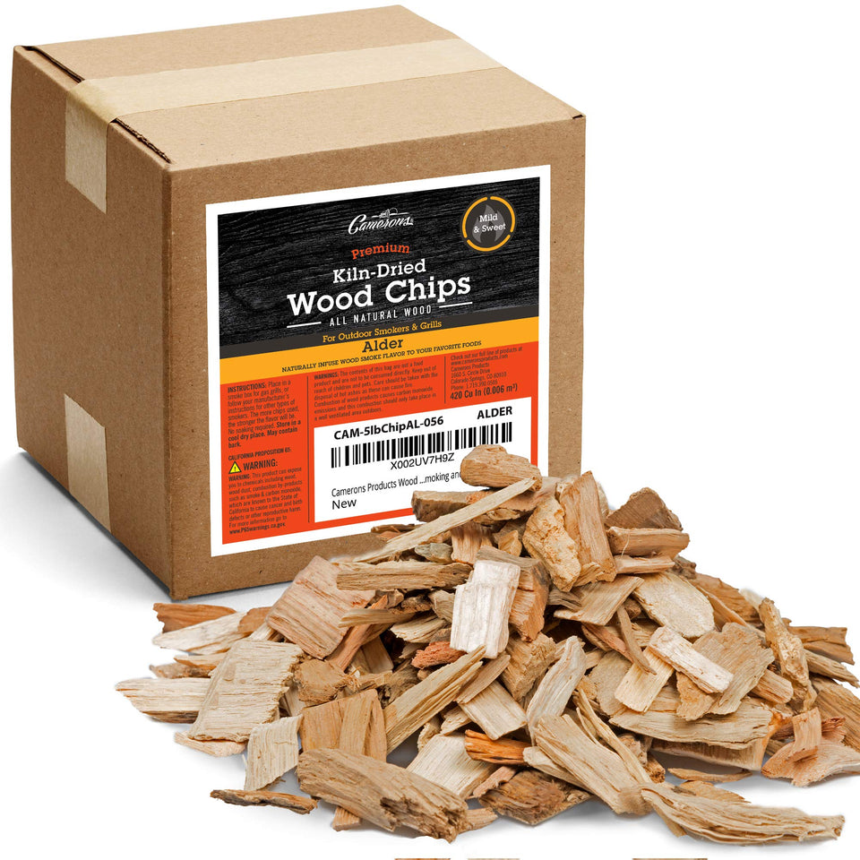 Camerons alder wood chips box front for durable grilling