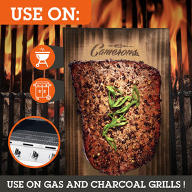 Camerons Cedar Grilling Planks on the grill deliver slow roast and cedar aroma.