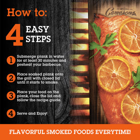 Camerons Cedar Grilling Planks with salmon on plank enhances flavor and moisture.