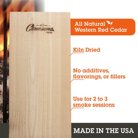 Camerons Cedar Grilling Planks soaking before use to prevent burning and promote even smoke.
