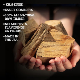 Camerons Kiln-dried Apple Wood Chunks close-up, premium USA-made fuel for BBQ