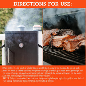 Camerons Pellets Infuse Food with Rich Smoke using a smoker box or grill.