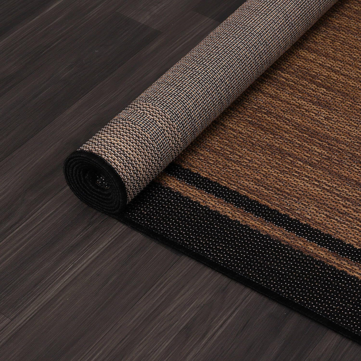 CAMILSON backyard rug border nut brown black for casual seating