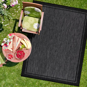 CAMILSON dark-grey-9x12 border rug, durable for kitchen and hallway traffic.