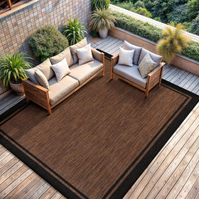 CAMILSON garden rug border nut brown black for sunny outdoor zones