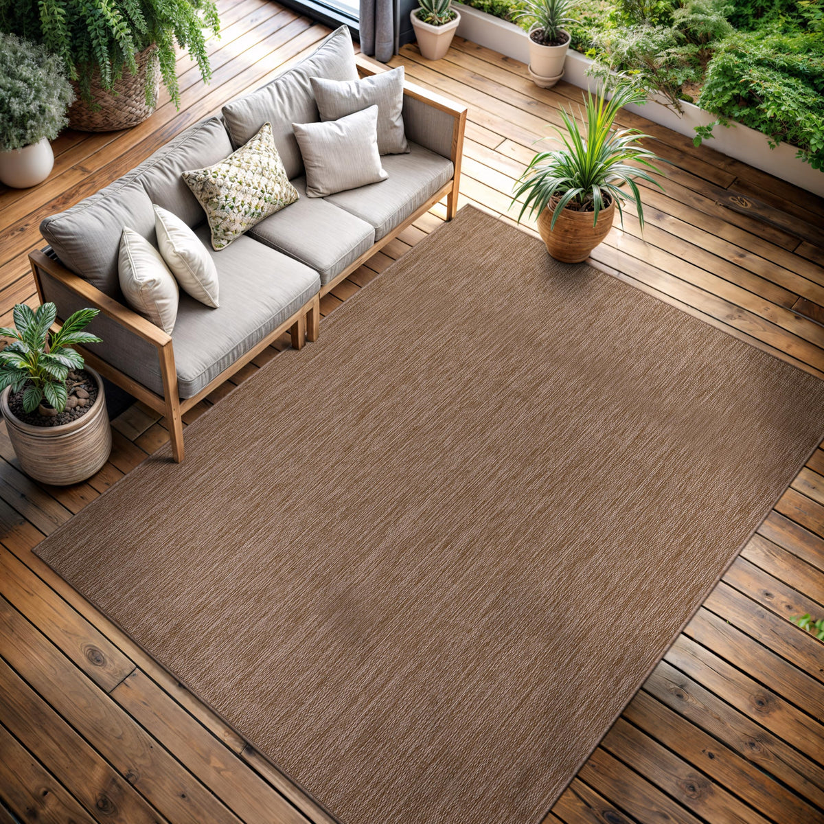CAMILSON outdoor rug 5x7 on patio setup offers durable indoor-outdoor appeal