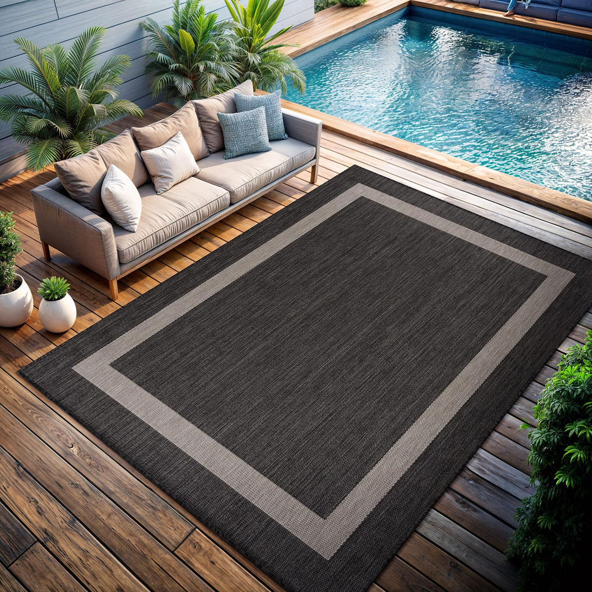 CAMILSON outdoor rug 8x10 easy-to-clean design supports quick tidy-ups.