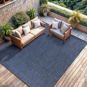 CAMILSON navy 5x7 rug from Turkey, quality you can rely on outdoors.