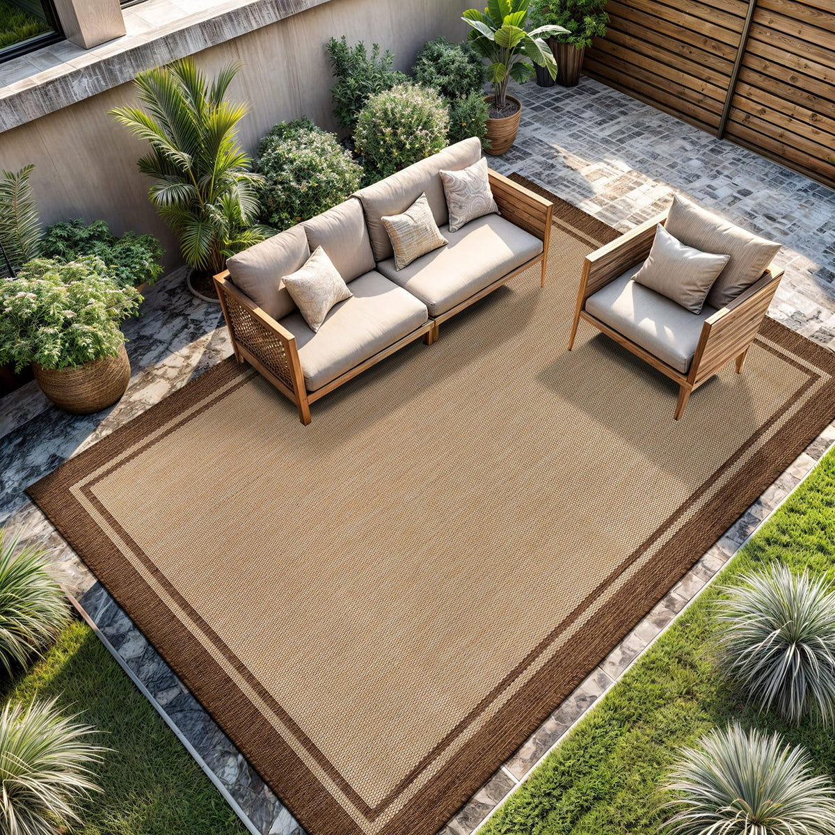 CAMILSON indoor outdoor rug; versatile for kitchen, hallway, or patio décor