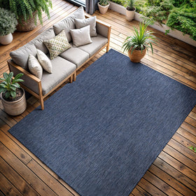 CAMILSON 5x7 navy rug, indoor-outdoor versatility for patio and living room.