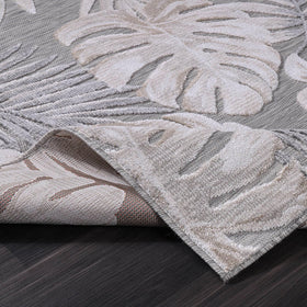 CAMILSON beige tropical rug enriches kitchen and living spaces with botanical flair.