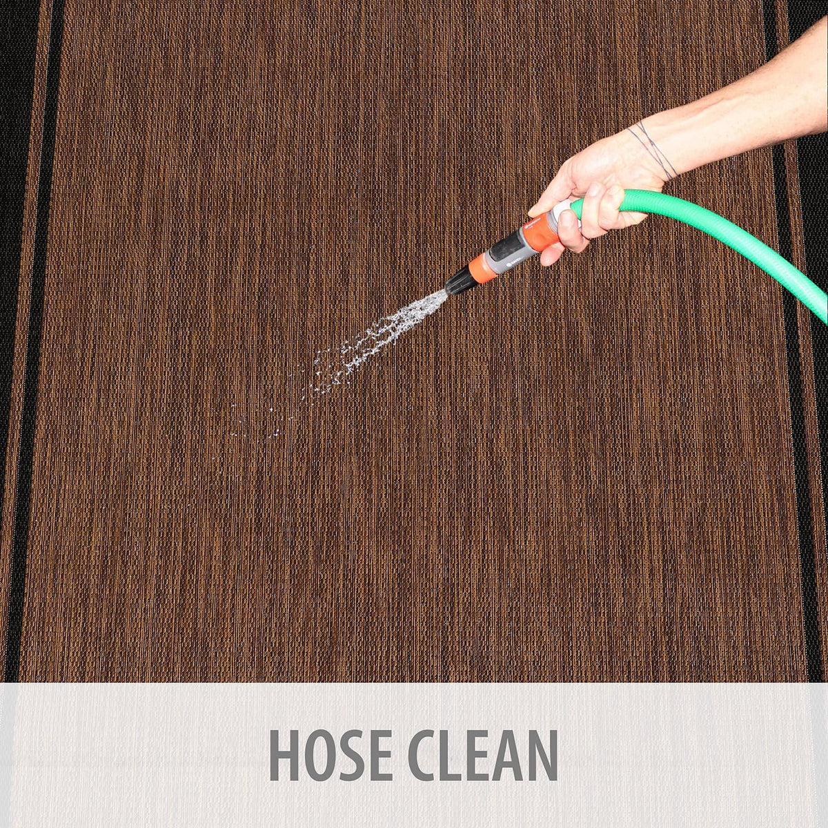 CAMILSON stain-resistant rug, bordered nut brown, minimizes dirt in busy entryways