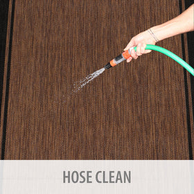 CAMILSON stain-resistant rug, bordered nut brown, minimizes dirt in busy entryways