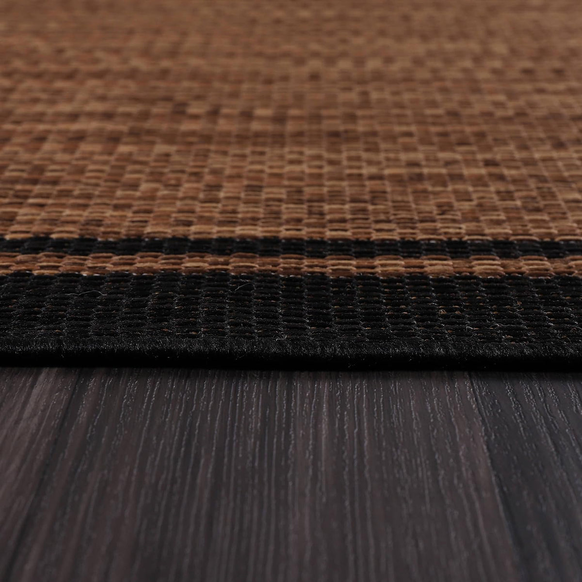 CAMILSON UV-protected rug, bordered nut brown, color stays vibrant in sunlight