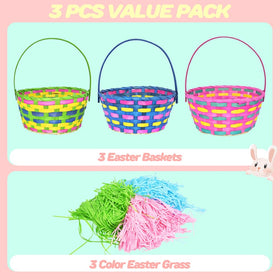 CAMIRUS pastel Easter baskets showcasing bright colors for festive table decor.