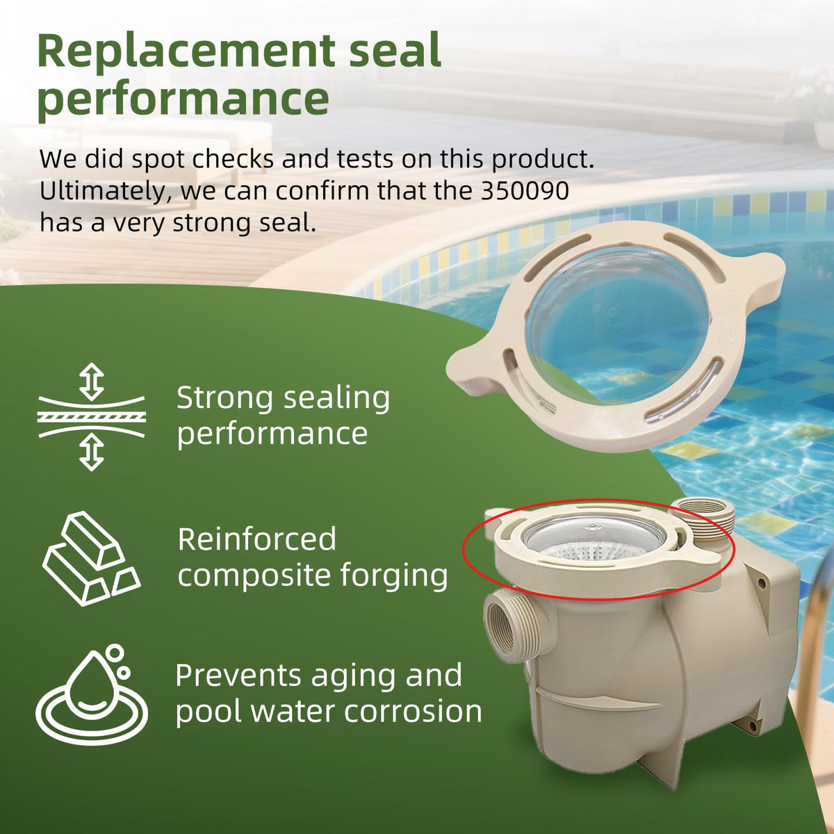 Camolikos 350090 lid installed on an inground pump demonstrates reliable sealing.