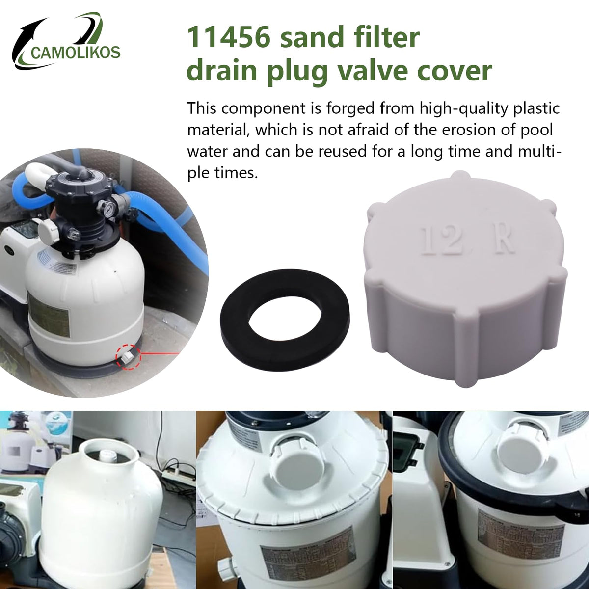 The CAMOLIKOS component helps keep pool water clean by enabling easier drainage
