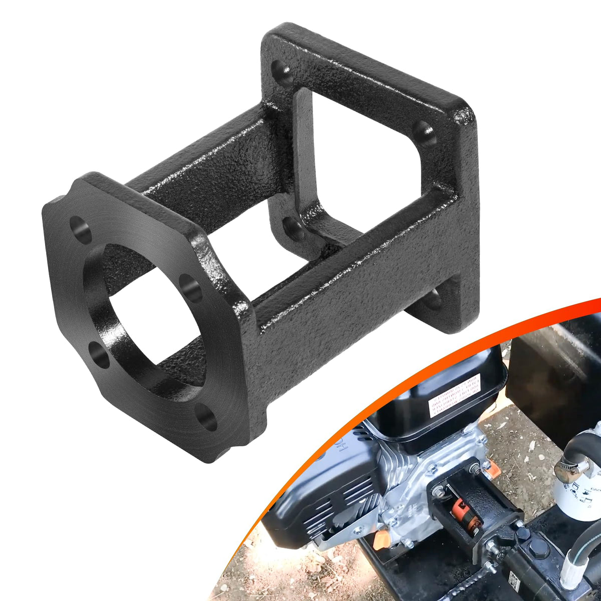 Camoo log-splitter-bracket-brand-label closeup reinforces product quality assurance.