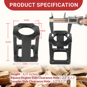 Camoo log-splitter-bracket-installation-holes closeup confirms multi-brand bolt pattern compatibility.